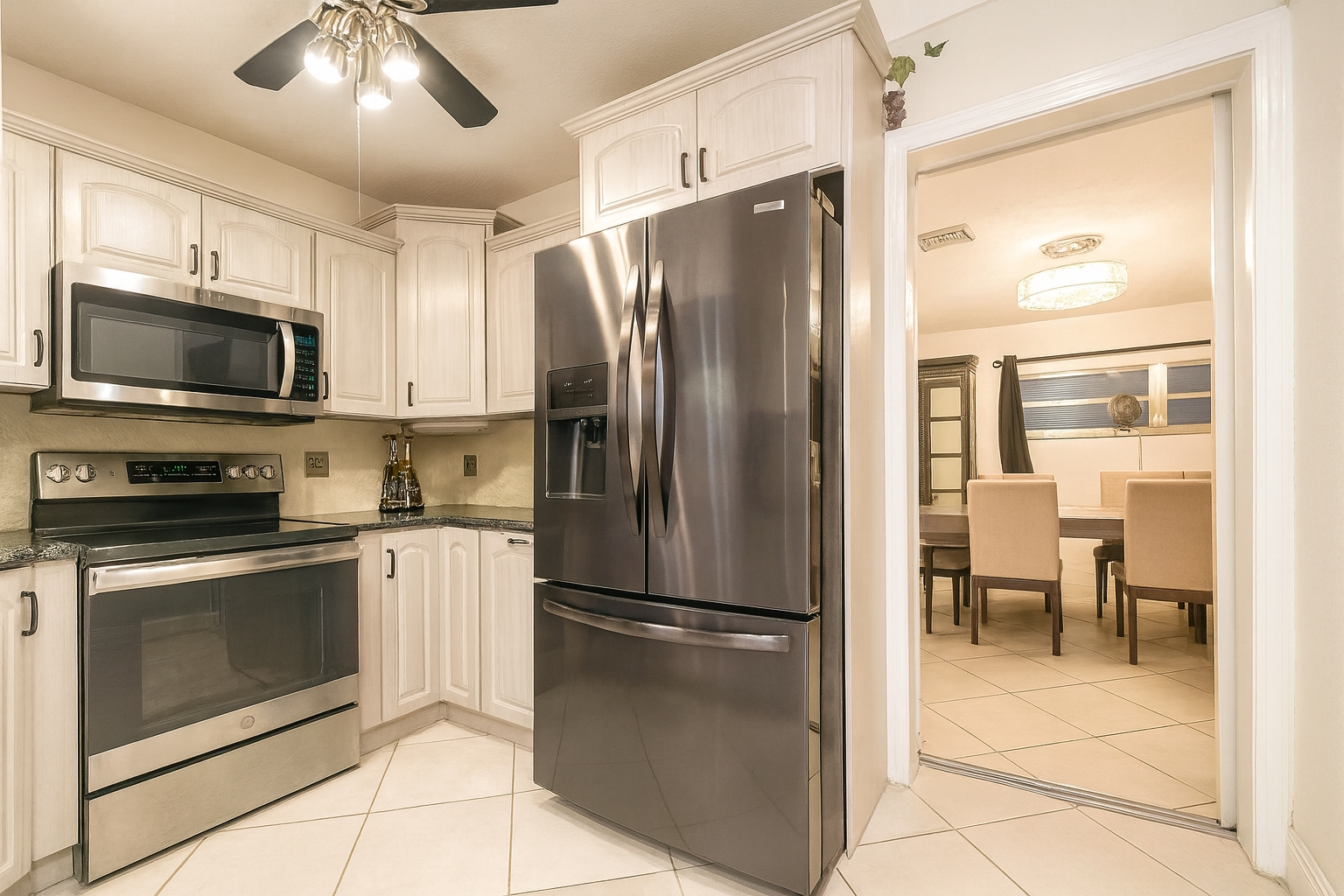 Kitchen wide prep counters